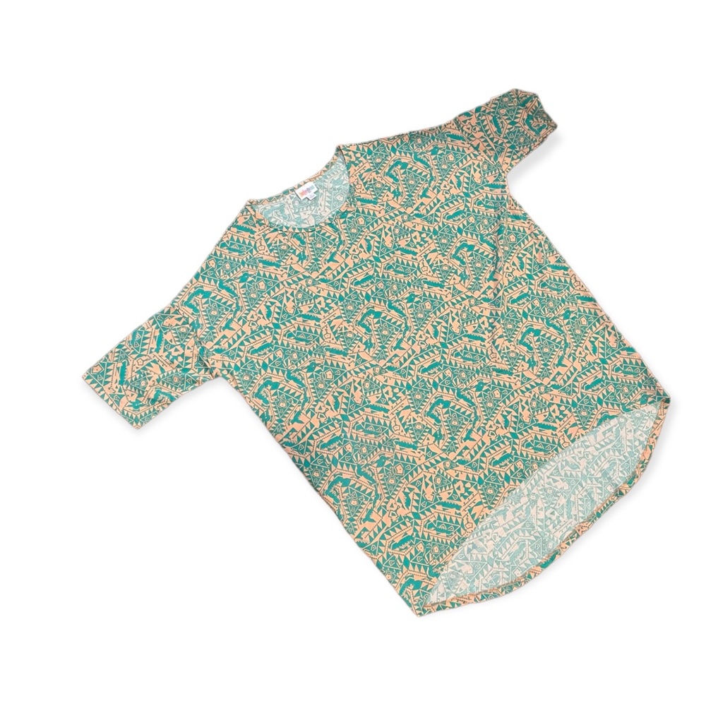 L LuLaRoe Irma Tunic NEW Beautiful Pink Sea Green Aztec Design Large